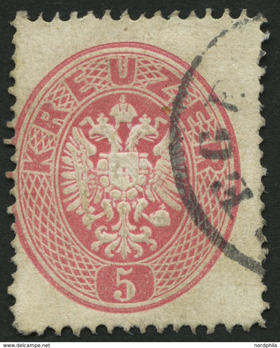 ÖSTERREICH 26 O, 1863, 5 Kr. Rosa, 17 Zähne Hoch, Pracht - Used Stamps