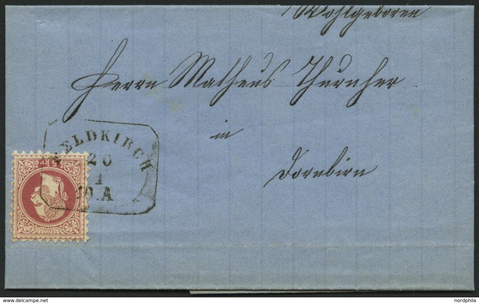ÖSTERREICH 37II BRIEF, 1875, 5 Kr. Rot, Feiner Druck, Auf Brief Mit R4 FELDKIRCH, Pracht - Other & Unclassified