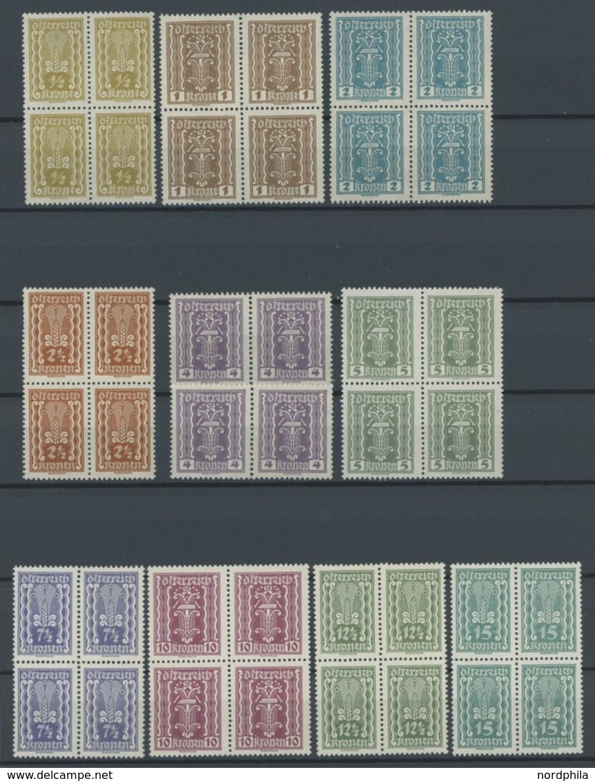 ÖSTERREICH 1918-1938 360-97 VB **, 1922/4, Freimarken In Postfrischen Viererblocks (4 Kr. Nur 2 Paare), Bei 4000 Kr. Die - Other & Unclassified