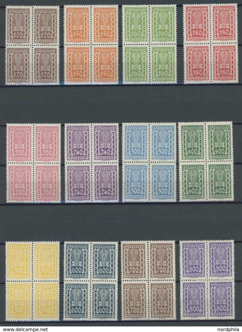 ÖSTERREICH 1918-1938 360-97 VB **, 1922/4, Freimarken In Postfrischen Viererblocks (4 Kr. Nur 2 Paare), Bei 4000 Kr. Die - Otros & Sin Clasificación