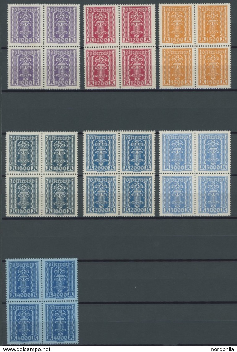 ÖSTERREICH 1918-1938 360-97 VB **, 1922/4, Freimarken In Postfrischen Viererblocks (4 Kr. Nur 2 Paare), Bei 4000 Kr. Die - Otros & Sin Clasificación