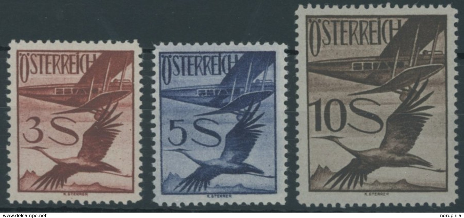 ÖSTERREICH 1918-1938 485-87 **, 1926, 5 - 10 S. Flugpost, 3 Postfrische Prachtwerte, Mi. 185.- - Other & Unclassified