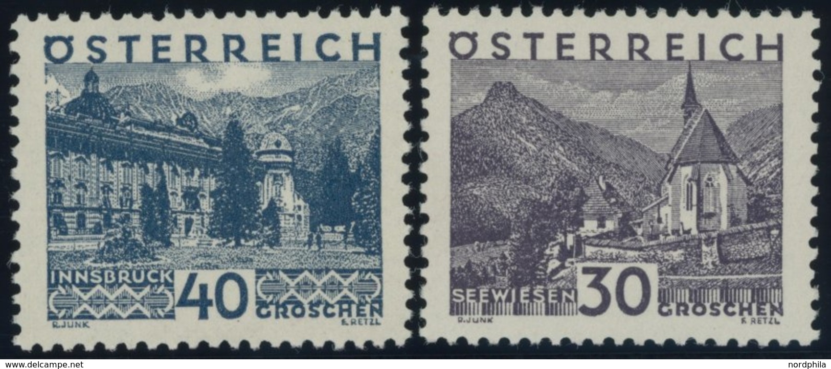 ÖSTERREICH 1918-1938 506/7 **, 1929, 30 Und 40 G. Landschaften, Postfrisch, 2 Prachtwerte, Mi. 180.- - Otros & Sin Clasificación