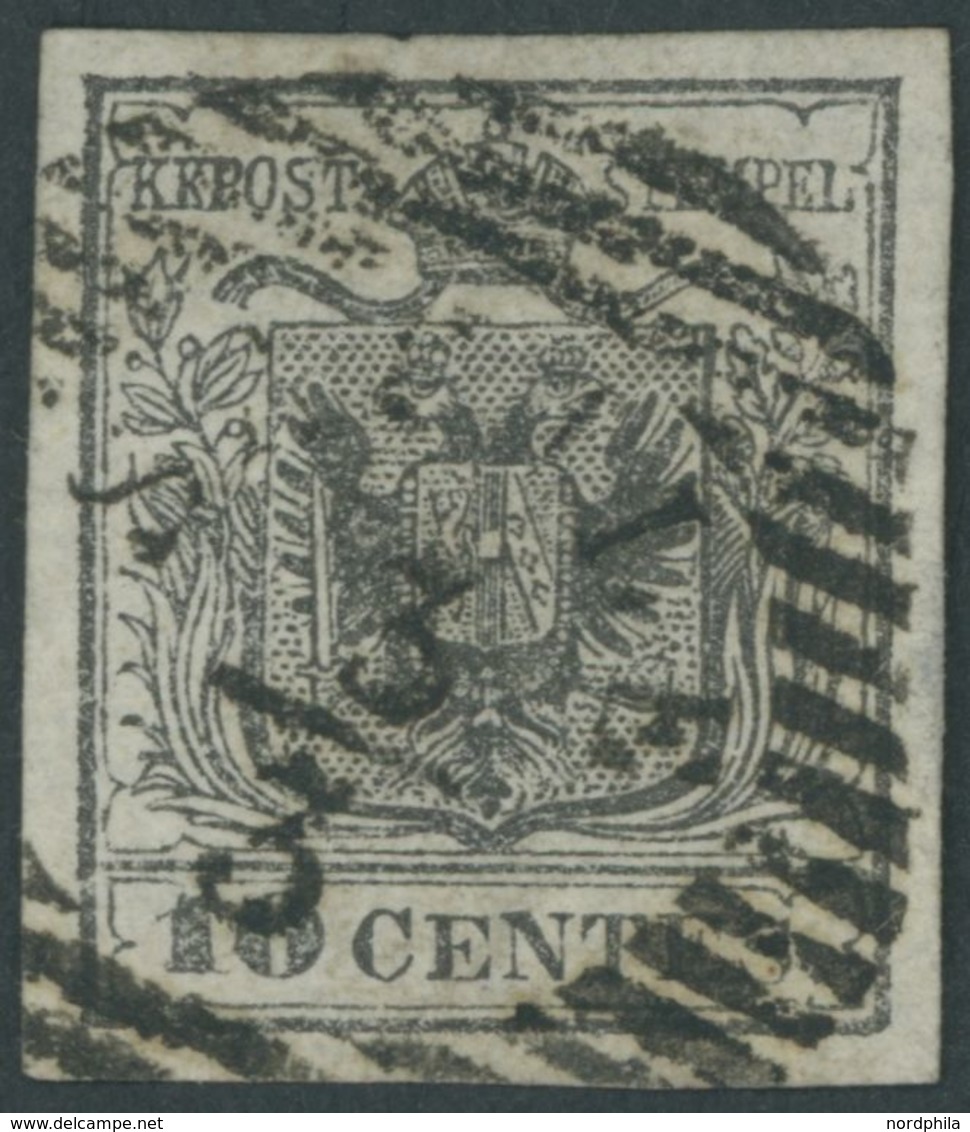 LOMBARDEI UND VENETIEN 2Xc O, 1850, 10 C. Grauschwarz, Handpapier, Stempel SACILE, Kabinett - Lombardy-Venetia