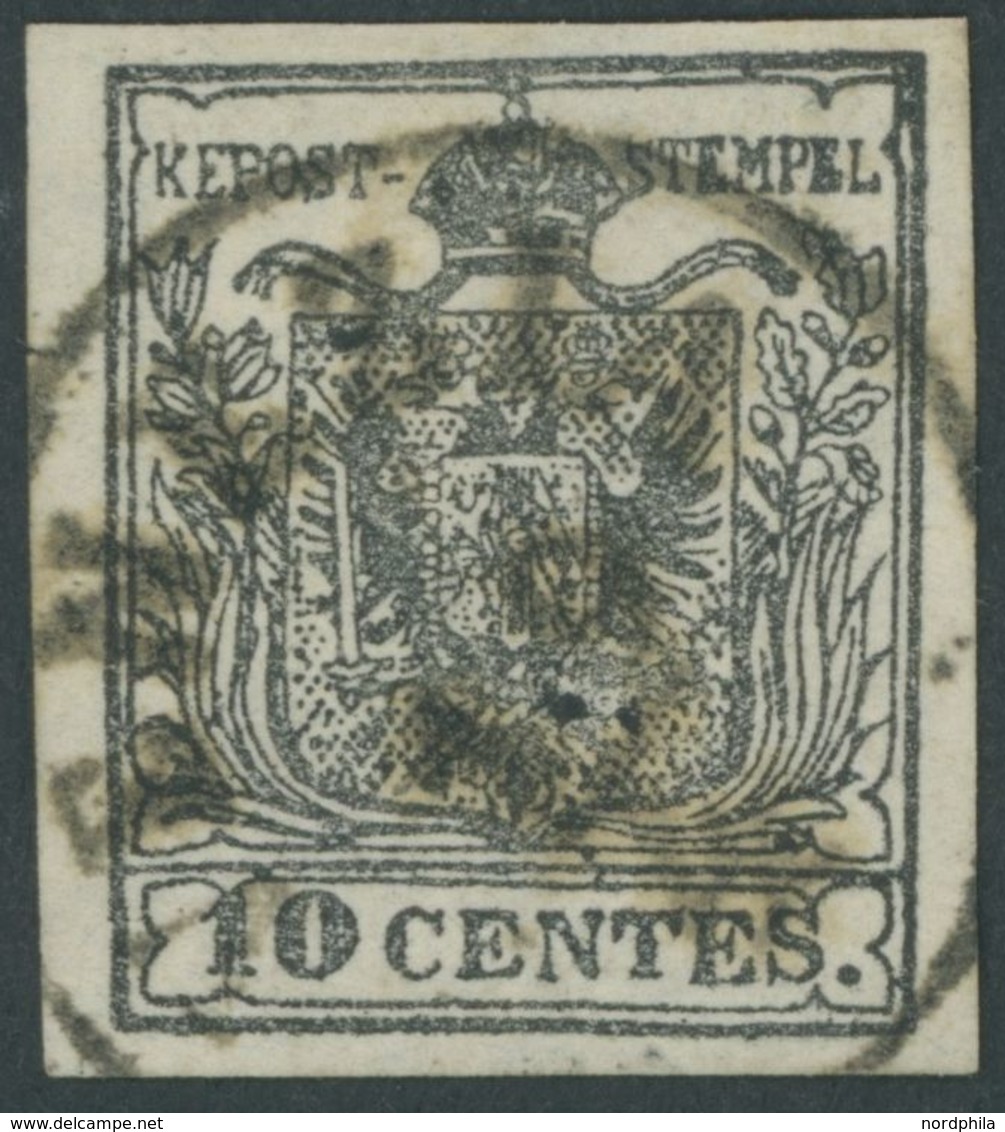 LOMBARDEI UND VENETIEN 2Xc O, 1850, 10 C. Grauschwarz, Handpapier, Zentrischer K1 VENEZIA, Pracht, Mi. 120.- - Lombardy-Venetia