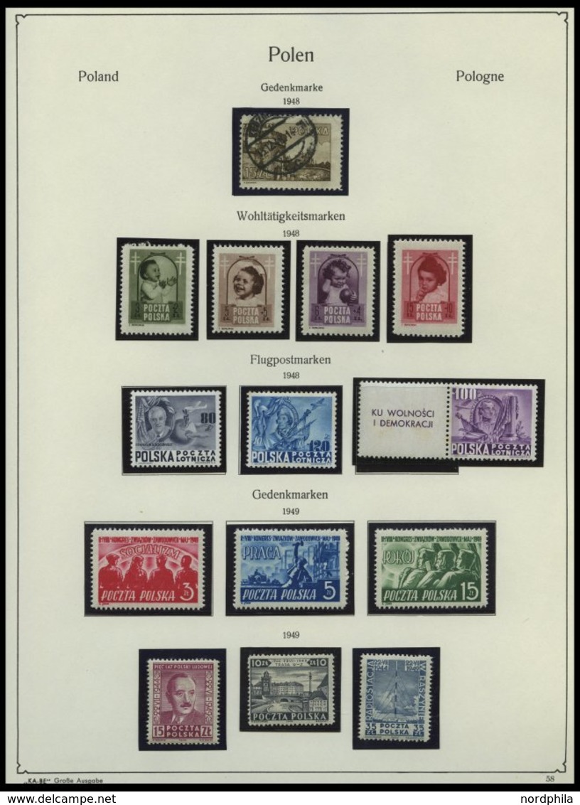 SAMMLUNGEN, LOTS **,o , 1944-1959, meist postfrische Sammlung Polen im KA-BE Album mit guten mittleren Ausgaben und Bloc