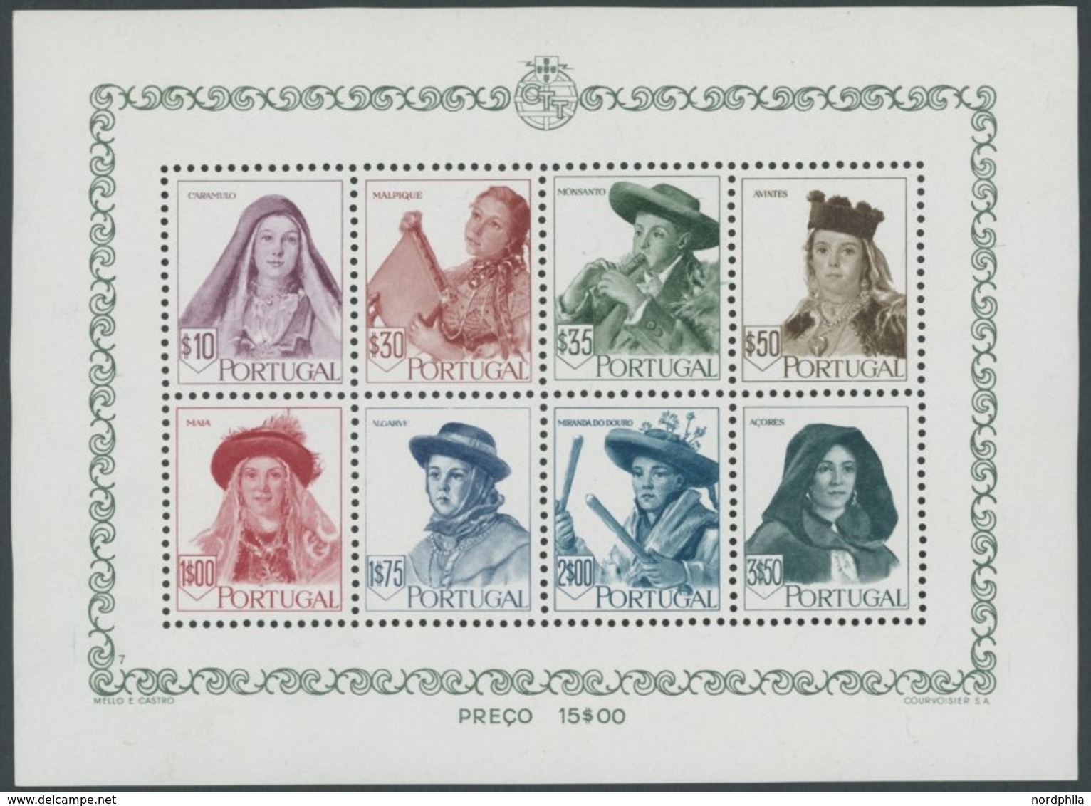 PORTUGAL Bl. 13 **, 1947, Block Volkstrachten II, Kleiner Eckbug, Marken Pracht, Mi. 350.- - Used Stamps