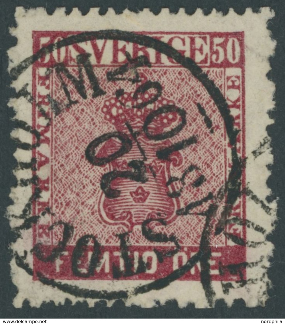 SCHWEDEN 12b O, 1863, 50 Ö. Dunkelkarmin, Rauhe Zähnung, Pracht, Mi 150.- - Other & Unclassified