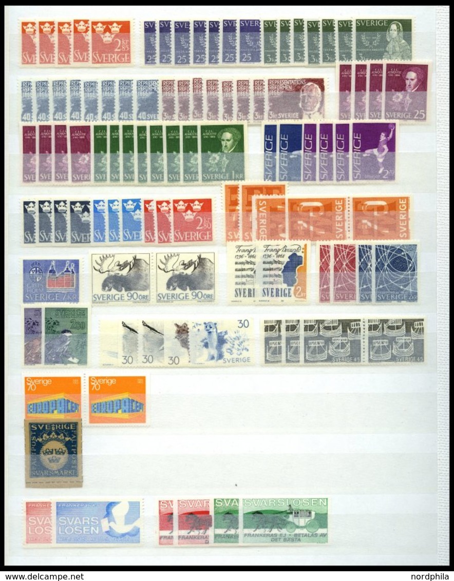 SAMMLUNGEN, LOTS **, Postfrische Dublettenpartie Schweden Von 1945-69 Im Einsteckbuch, Dabei Auch Bessere Zähnungen Und  - Collections