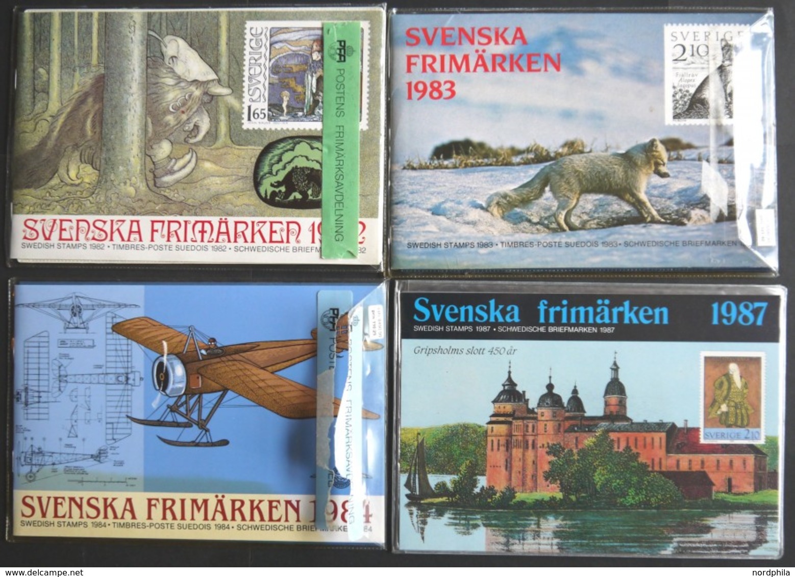 SAMMLUNGEN, LOTS **, 4 Verschiedene Jahressets Von 1982-84 Und 1987, Pracht, Facit: 2920.- Skr. - Collections