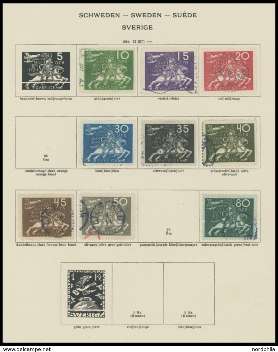 SAMMLUNGEN, LOTS O, 1855-1940, Alter Gestempelter Sammlungsteil Schweden Mit Einigen Besseren Werten, Etwas Unterschiedl - Collections