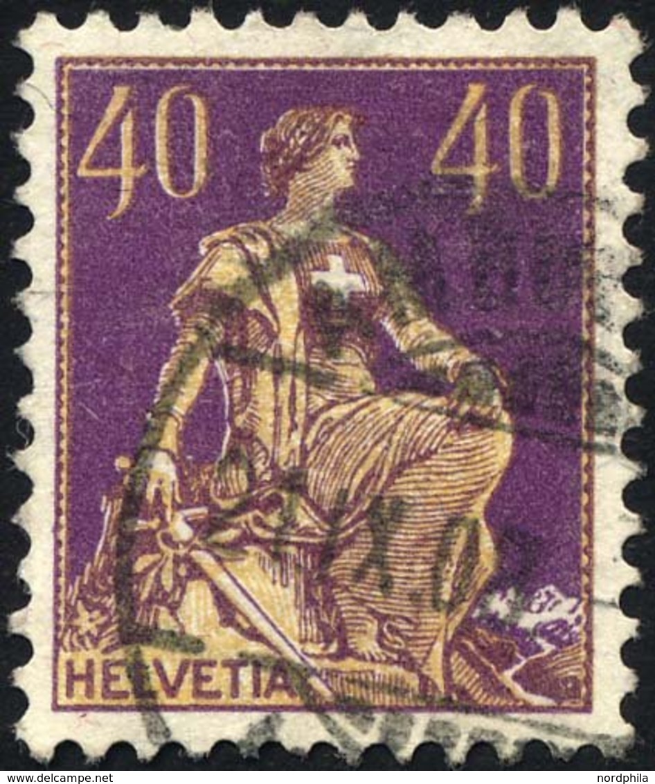 SCHWEIZ BUNDESPOST 101 O, 1908, 40 C. Dunkelpurpur/chromgelb, Pracht, Mi. 110.- - 1843-1852 Federal & Cantonal Stamps