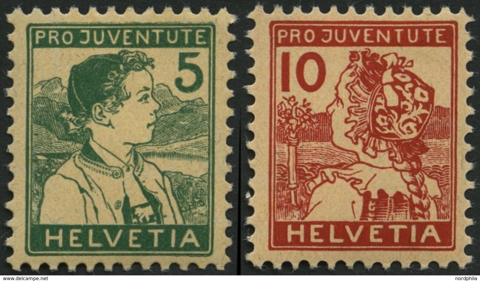 SCHWEIZ BUNDESPOST 128/9 *, 1915, Pro Juventute, Falzrest, Pracht, Mi. 110.- - 1843-1852 Federal & Cantonal Stamps