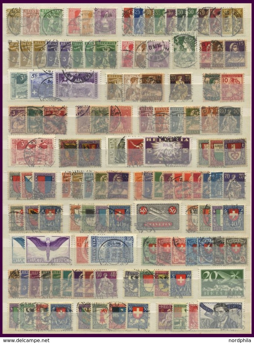 SAMMLUNGEN O, Gestempelter Sammlungsteil Schweiz Von 1907-45 Mit Mittleren Ausgaben Sauber Auf Einsteckkarten, Feinst/Pr - Lotes/Colecciones