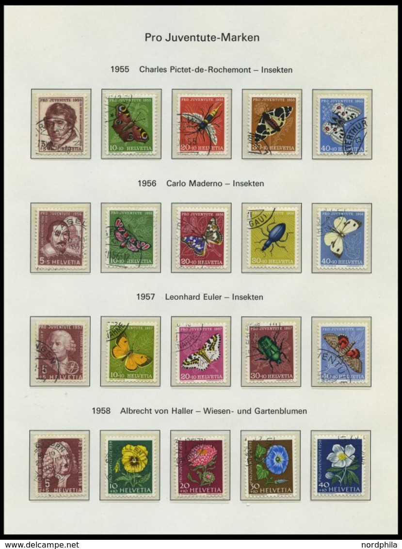 SAMMLUNGEN O, 1913-1977, Gestempelte Sammlung Pro Juventute Auf Biella Seiten, Bis Auf Die Blocks Komplett, Fast Nur Pra - Lotes/Colecciones