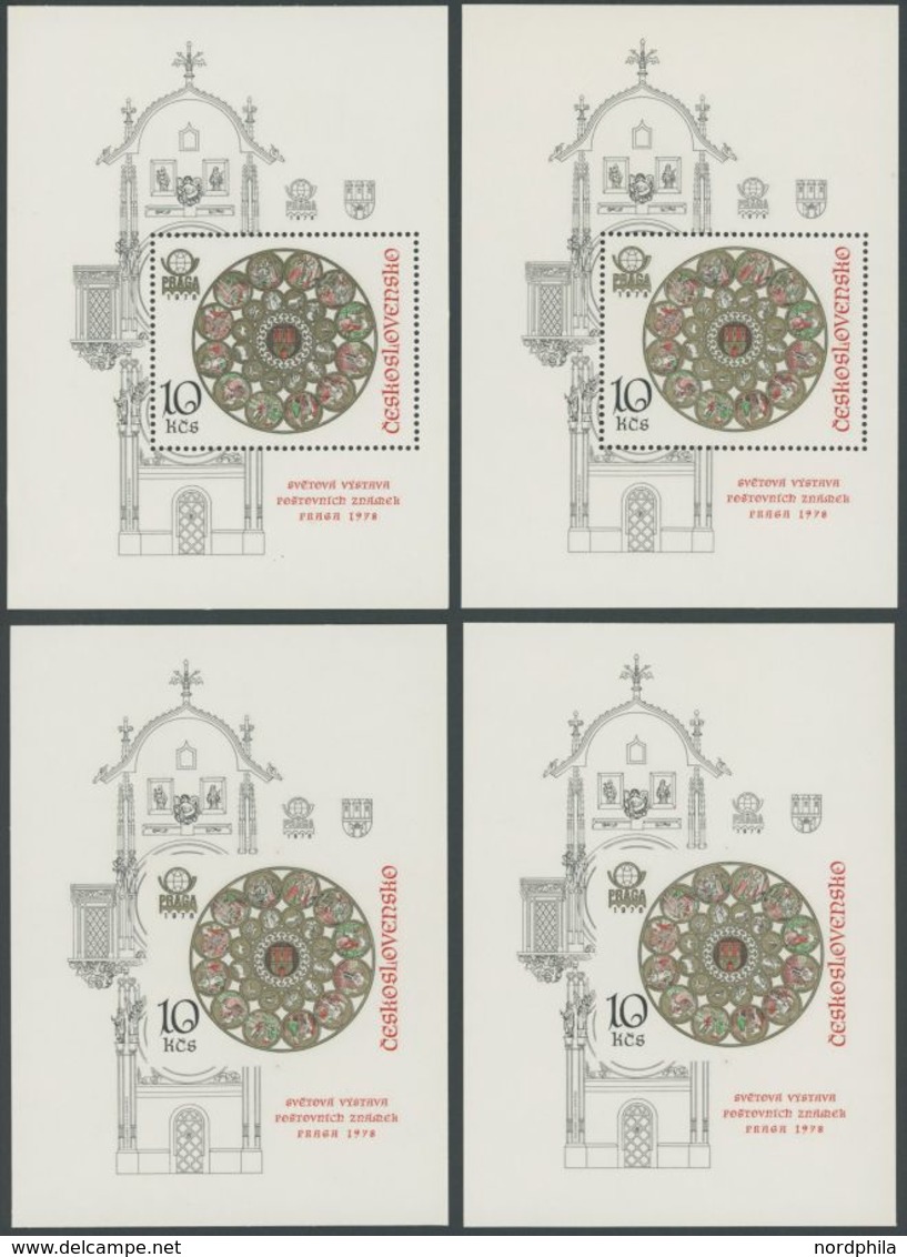 TSCHECHOSLOWAKEI Bl. 35A/B **, 1978, Block Internationale Briefmarkenausstellung, Je 2x Gezähnt Und Ungezähnt, Postfrisc - Altri & Non Classificati