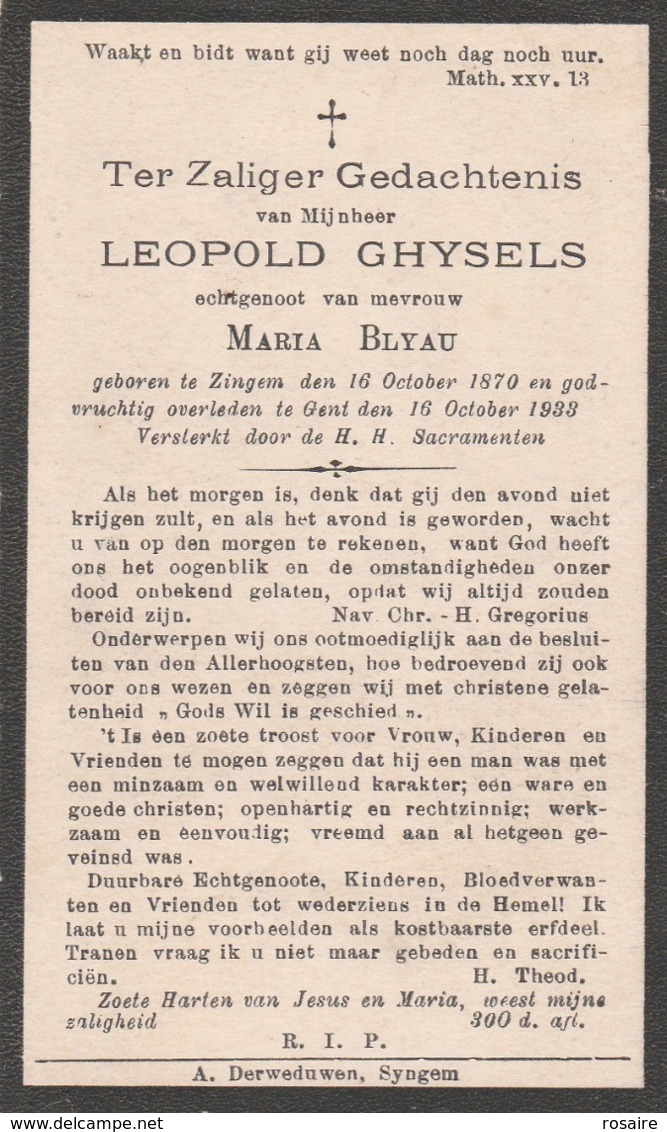 Leopold Ghysels-zingem 1870-1933 Gent-rené Charles-eine 1901-gent 1941 - Imágenes Religiosas