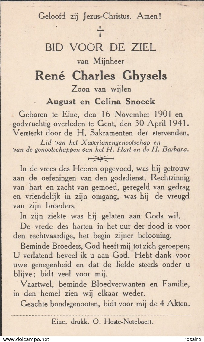 Leopold Ghysels-zingem 1870-1933 Gent-rené Charles-eine 1901-gent 1941 - Imágenes Religiosas