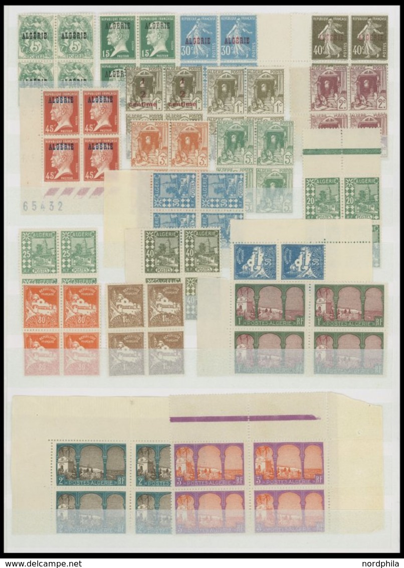 ALGERIEN VB **, 1924-47, Partie Von 76 Verschiedenen Postfrischen Viererblocks, Mit Portomarken, Prachterhaltung - Argelia (1962-...)
