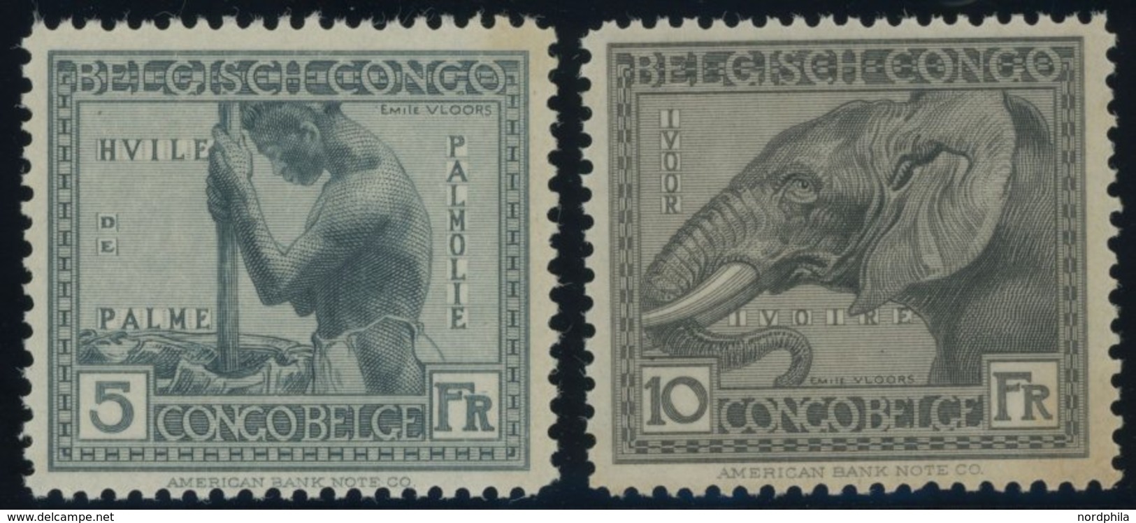 BELGISCH-KONGO 76/7 **, 1924, 5 Und 10 Fr. Kongo, Gummi Teils Etwas Gebräunt Sonst Pracht - Other & Unclassified