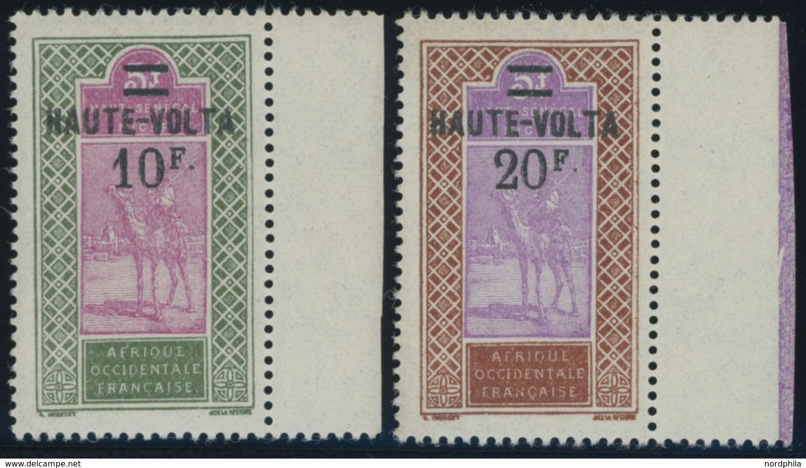 BURKINA FASO 41/2 **, 1926/7, 10 Fr. Auf 5 Fr. Und 25 Fr. Auf 5 Fr. Obersenegal-Niger, Postfrisch, 2 Prachtwerte - Unused Stamps