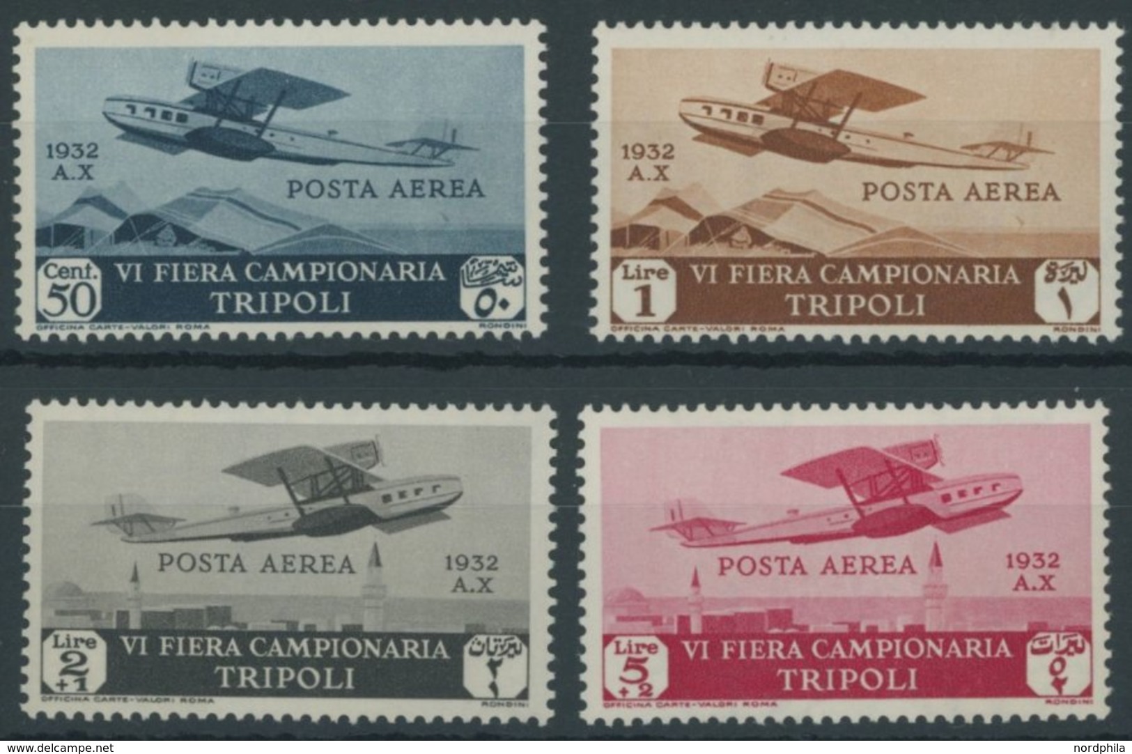 ITALIENISCH-TRIPOLITANIEN 173-76 **, 1932, 50 C. - 5 L. Flugpost Mustermesse, Postfrisch, 4 Prachtwerte - Tripolitania