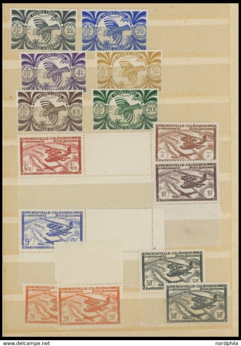 NEUKALEDONIEN **,* , 1905-44, überwiegend postfrische Partie meist kleinerer Werte, viele Blockstücke, Prachterhaltung