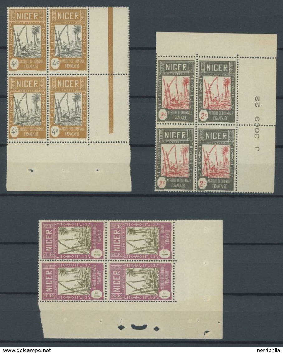 NIGER 29-53 VB **, 1926, Landschaften (ohne Mi.Nr. 35) In Viererblocks, Fast Alle Aus Der Bogenecke, Postfrisch, 24 Prac - Other & Unclassified