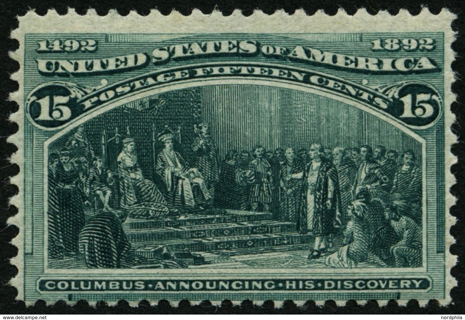 USA 81 (*), Scott 238, 1893, 15 C. Columbus-Weltausstellung, Gummi Nicht Original, Pracht, $ 225 - Usados