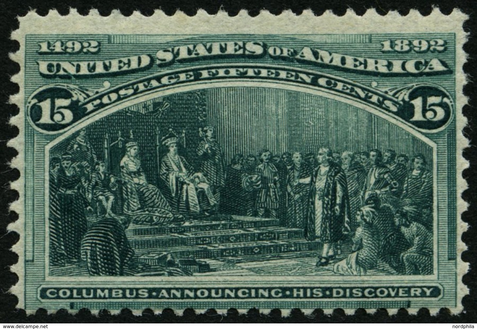 USA 81 (*), Scott 238, 1893, 15 C. Columbus-Weltausstellung, Gummi Nicht Original, Pracht, $ 225 - Used Stamps