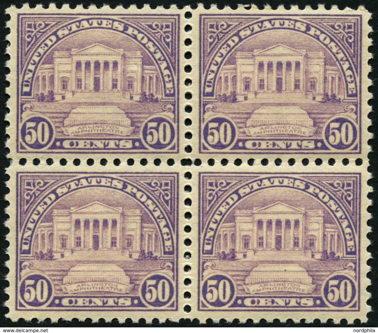 USA 282 VB **, Scott 570, 1931, 50 C. Grabmal Des Unbekannten Soldaten Im Postfrischen Viererblock, Pracht - Usados