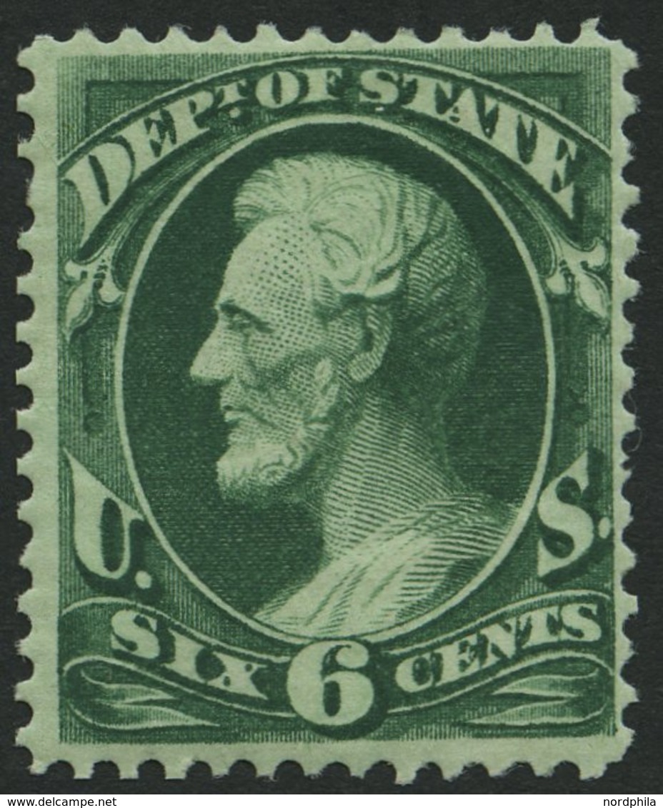 DIENSTMARKEN D 59 *, Scott O 60, 1873, 6 C. State, Falzreste, Pracht, Signiert Gebrüder Senf, $ 220 - Unused Stamps