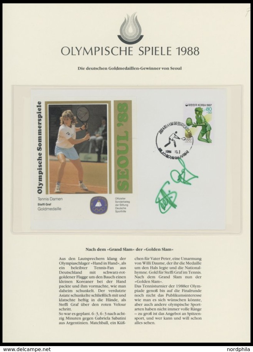 SPORT **,Brief , Olympische Spiele 1988 in 4 Borek Spezialalben mit Goldmünze China Mint, Peking, Schwerttanz, PP, Klein