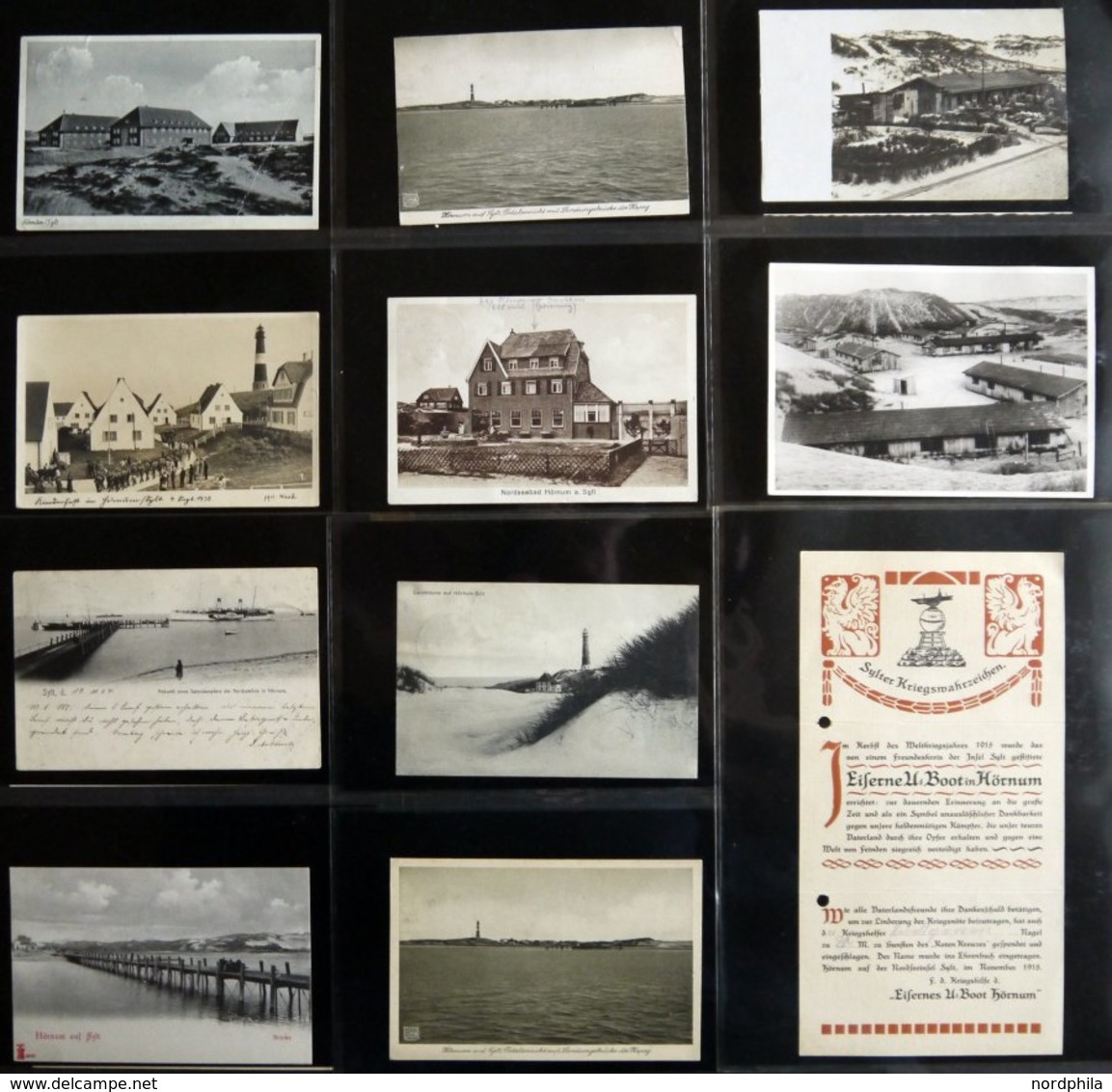 DEUTSCHLAND ETC. SYLT - Hörnum, Sammlung Von 62 Verschiedenen Ansichtskarten Im Briefalbum, Dabei Ein Foto Hapag-Landung - Other & Unclassified