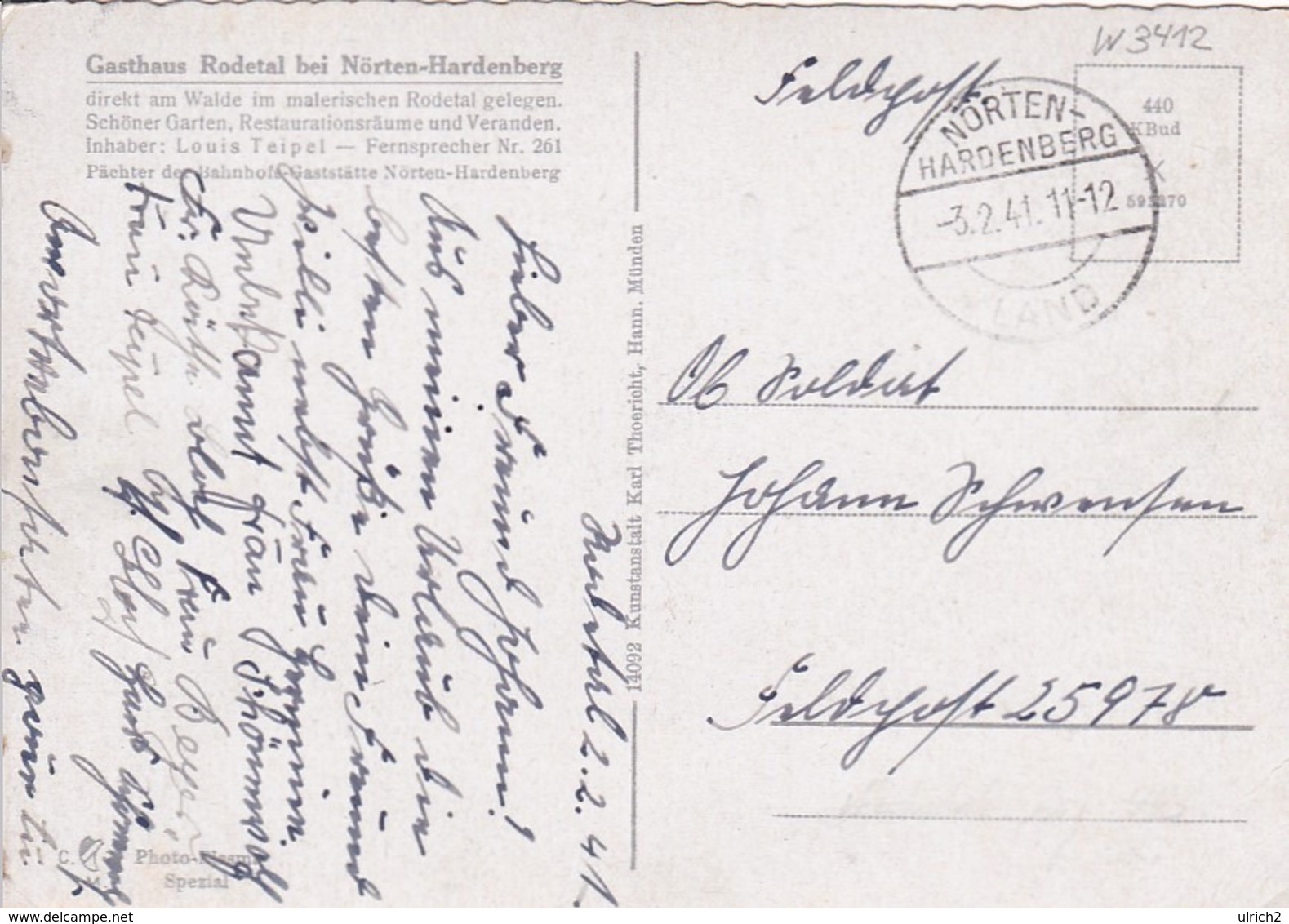 AK Schönheiten Aus Dem Rodetal Bei Nörten-Hardenberg - Feldpost 1941 (43981) - Nörten-Hardenberg