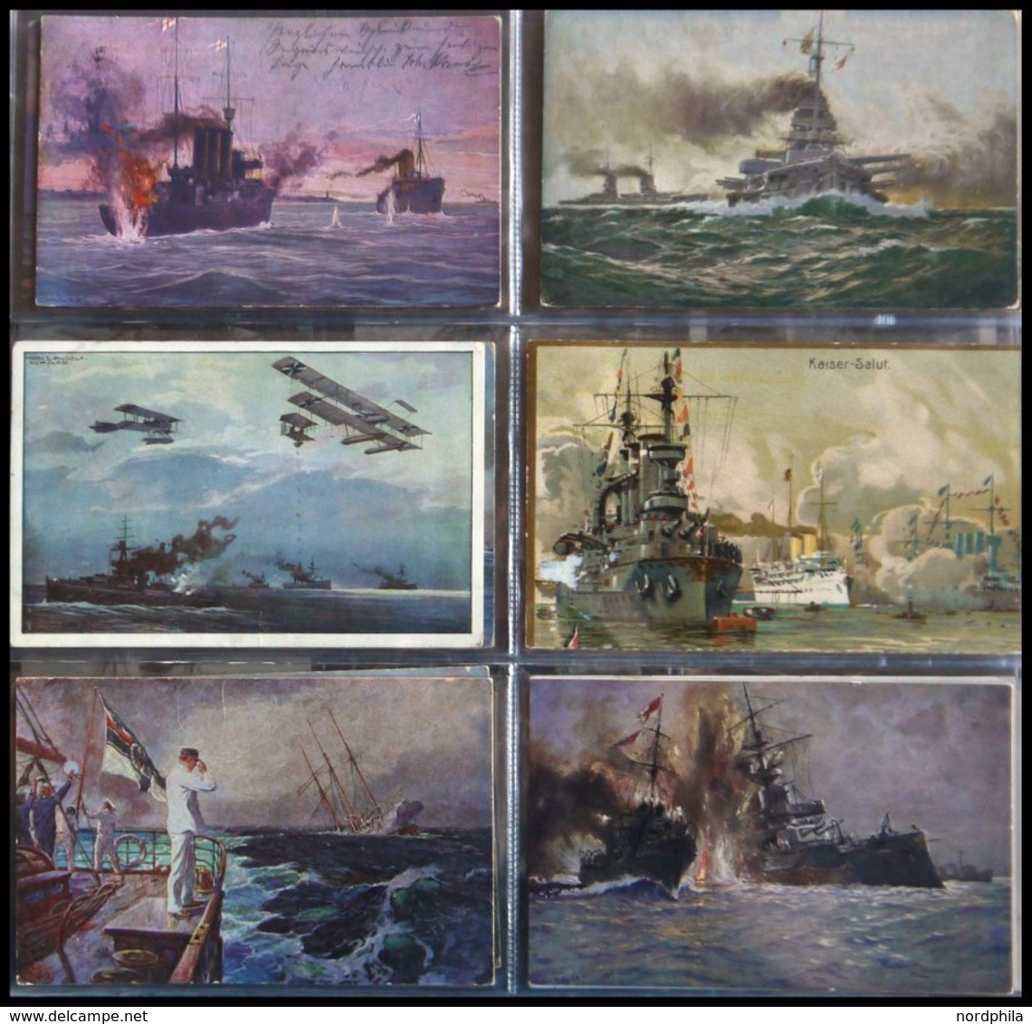 ALTE POSTKARTEN - SCHIFFE KAISERL. MARINE BIS 1918 der deutsche Seekrieg und Schlachtszenen, interessante Sammlung von 7