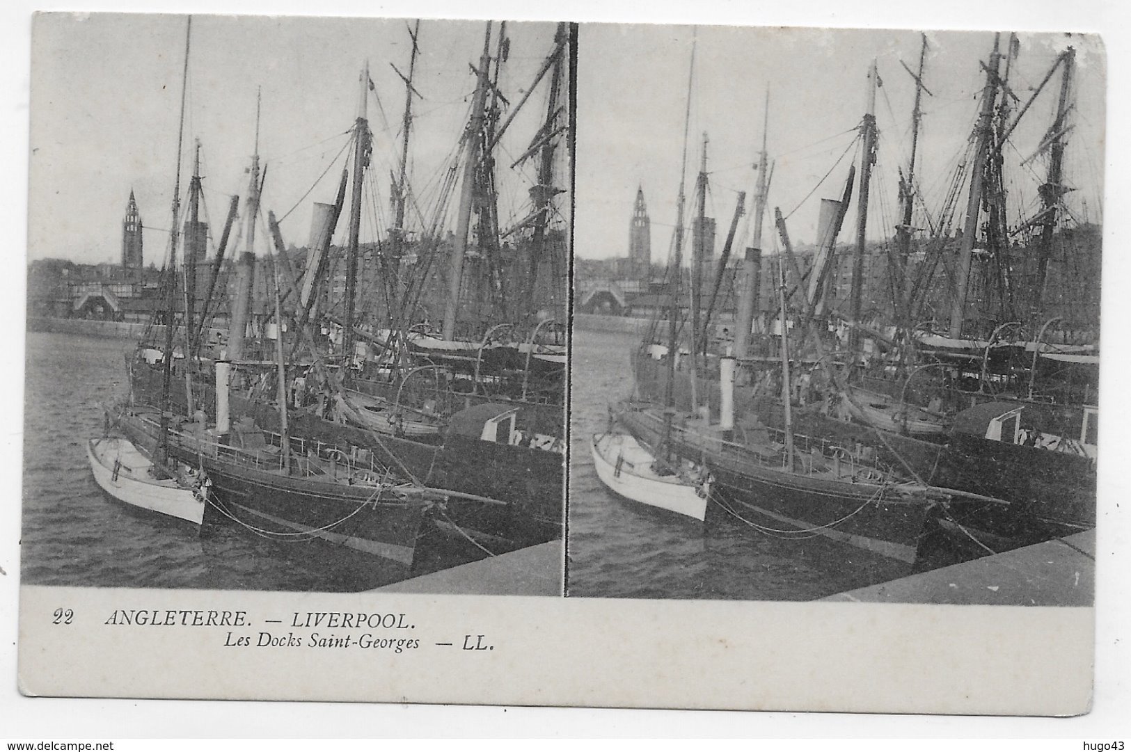 VUES STEREOSCOPIQUES - N° 22 - LIVERPOOL - LES DOCKS SAINT GEORGES - CPA NON VOYAGEE - ANGLETERRE - Cartes Stéréoscopiques