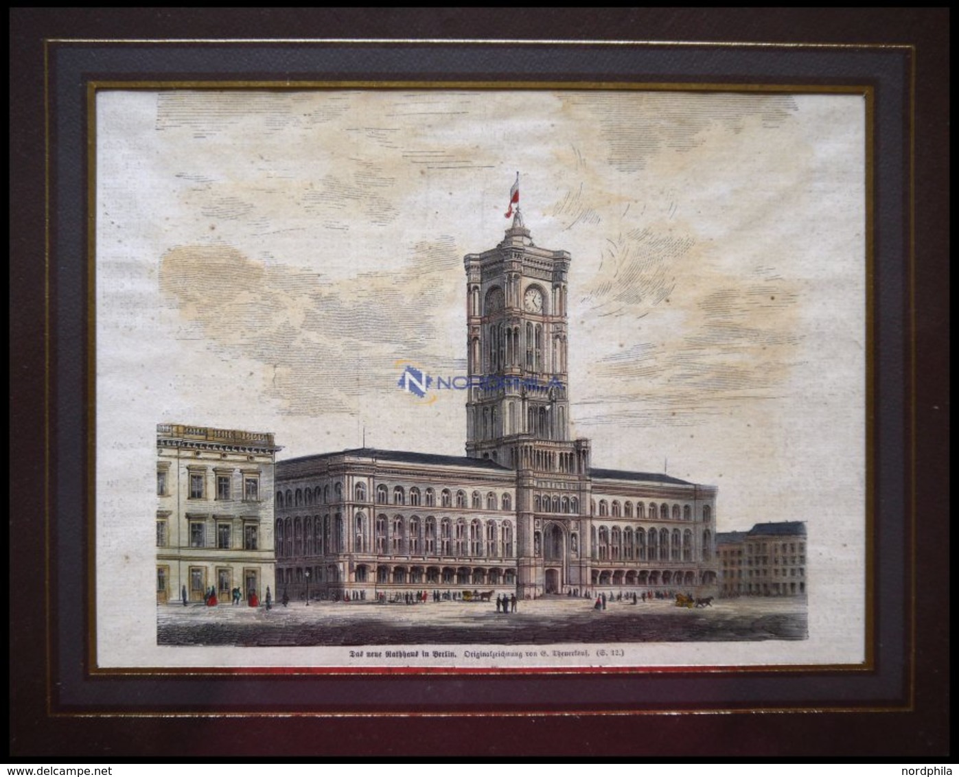 BERLIN: Das Neue Rathaus, Kol.Holzstich Nach Theuerkauf Um 1880 - Lithographies