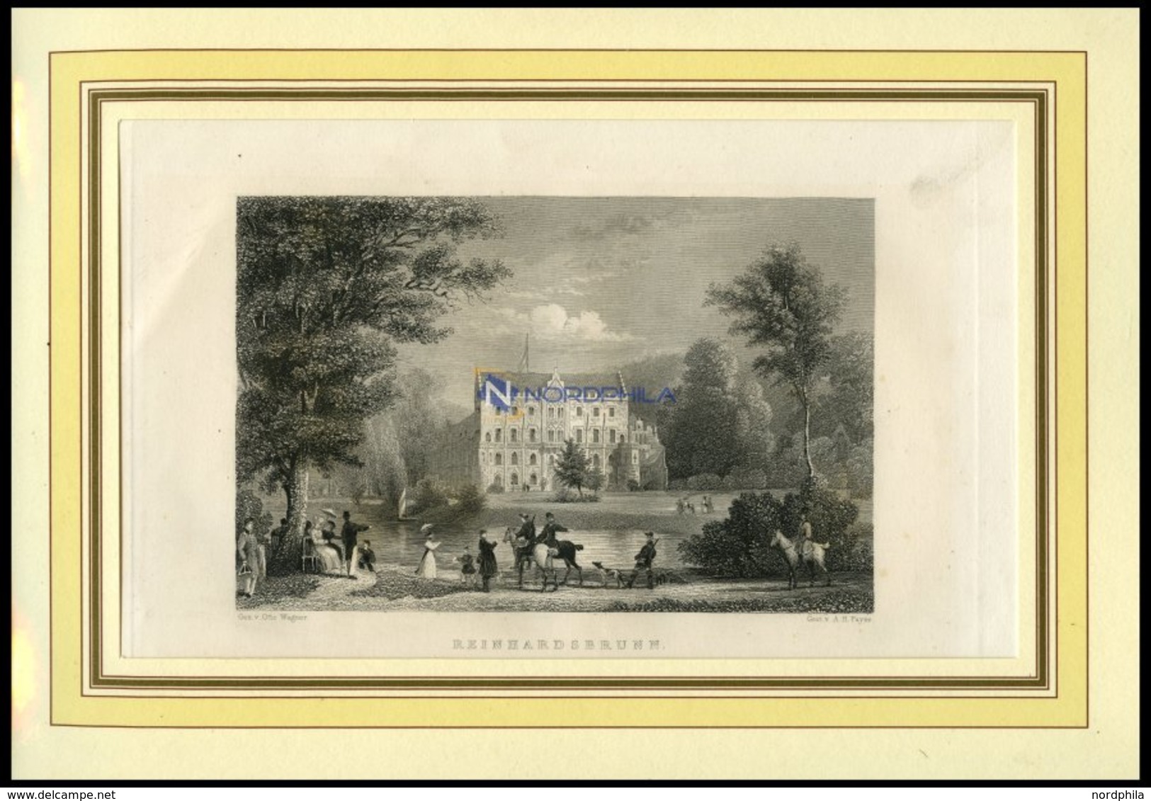 REINHARDSBRUNN: Das Lustschloß, Stahlstich Von Wagner/Payne Um 1840 - Lithographies