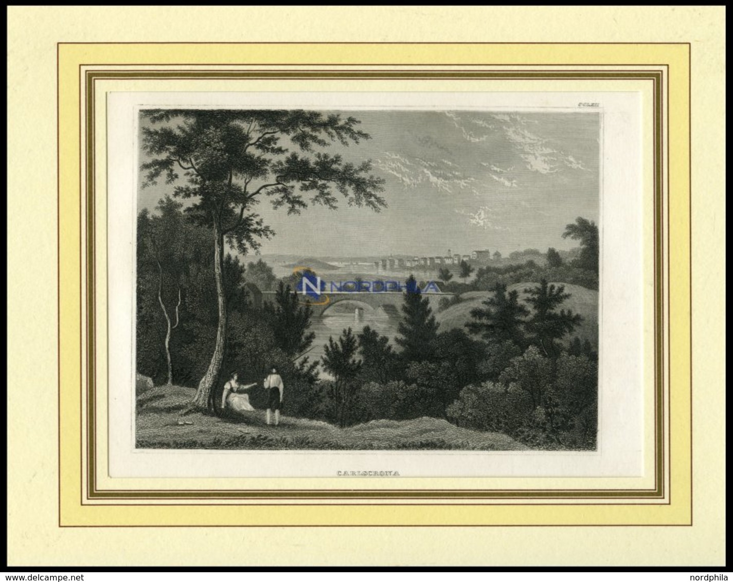 CARLSCRONA, Gesamtansicht Aus Der Ferne, Stahlstich Von B.I. Um 1840 - Lithographies