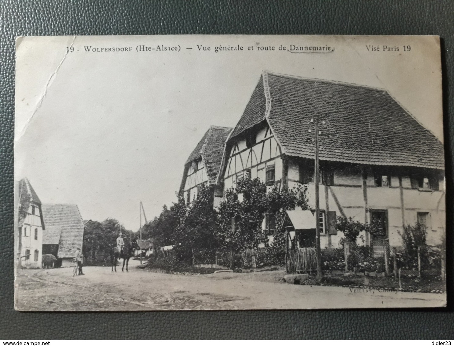 WOLFERDORF  VUE GENERALE ET ROUTE DE DANNEMARIE  MILITAIRE A CHEVAL - Wittenheim