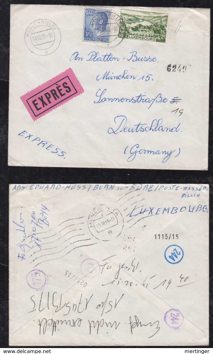 Luxemburg Luxembourg 1965 EXPRESS Cover WASSERBILLIG To MUNICH Germany - Briefe U. Dokumente