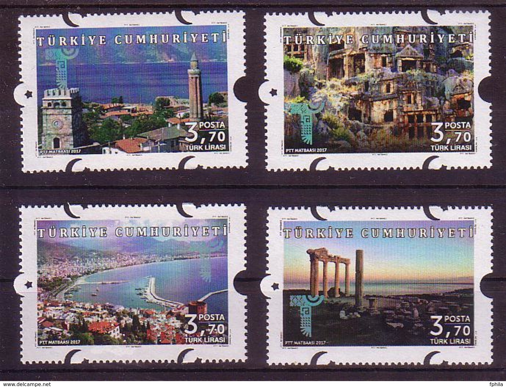 2017 TURKEY ANTALYA THEMED DEFINITIVE POSTAGE STAMPS MNH ** - Unused Stamps