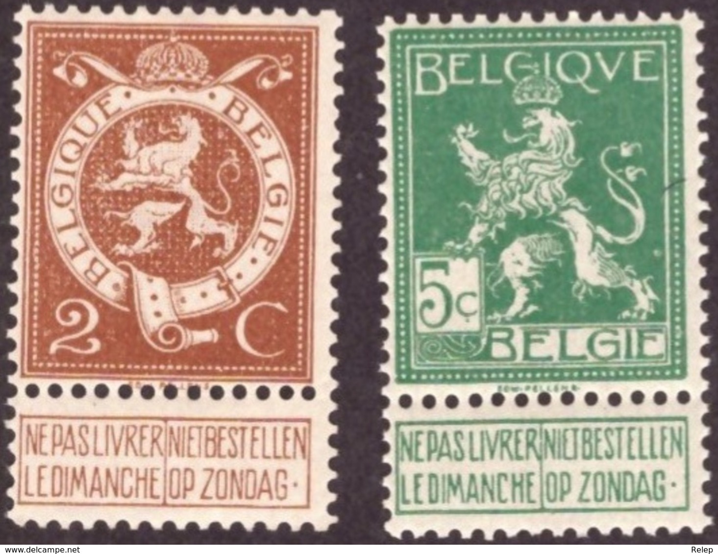 Belgique 1912 -  Lion Debout   Pellens # Cond. MNH #  Gomme D'origine - 1912 Pellens