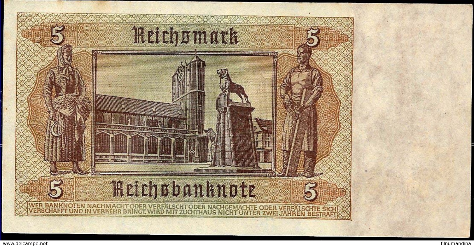 ALEMANIA 5 MARCOS  AÑO 1942, UNC, - 5 Reichsmark