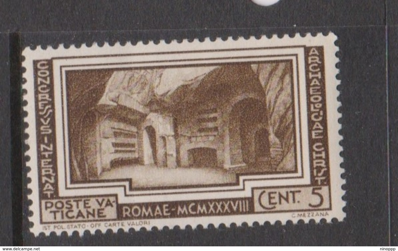 Vatican City S 55 1938 Archaelogicl Congress,5c Brown,mint Never Hinged - Used Stamps