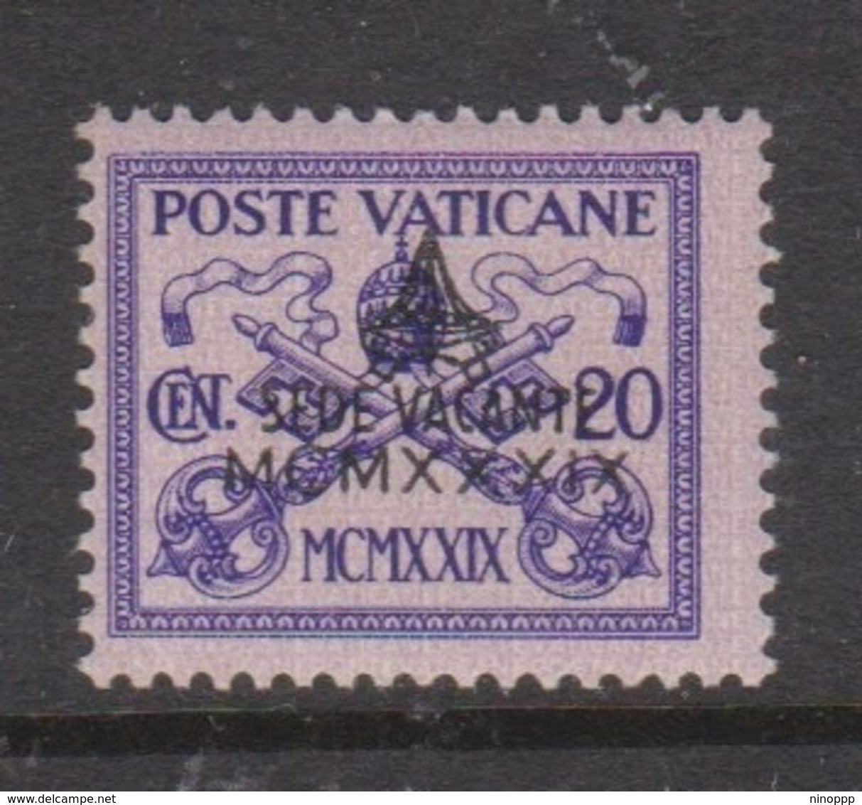 Vatican City S 63 1939 Vacant See,20c Violet On Lilac,mint Hinged - Used Stamps