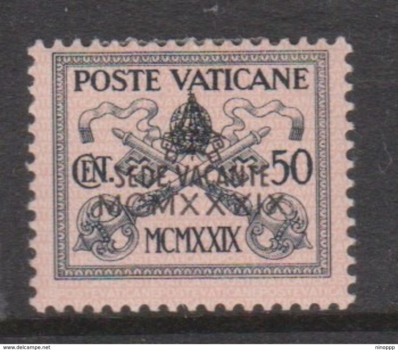 Vatican City S 66 1939 Vacant See,50c Indigo And Buff,mint Hinged - Used Stamps