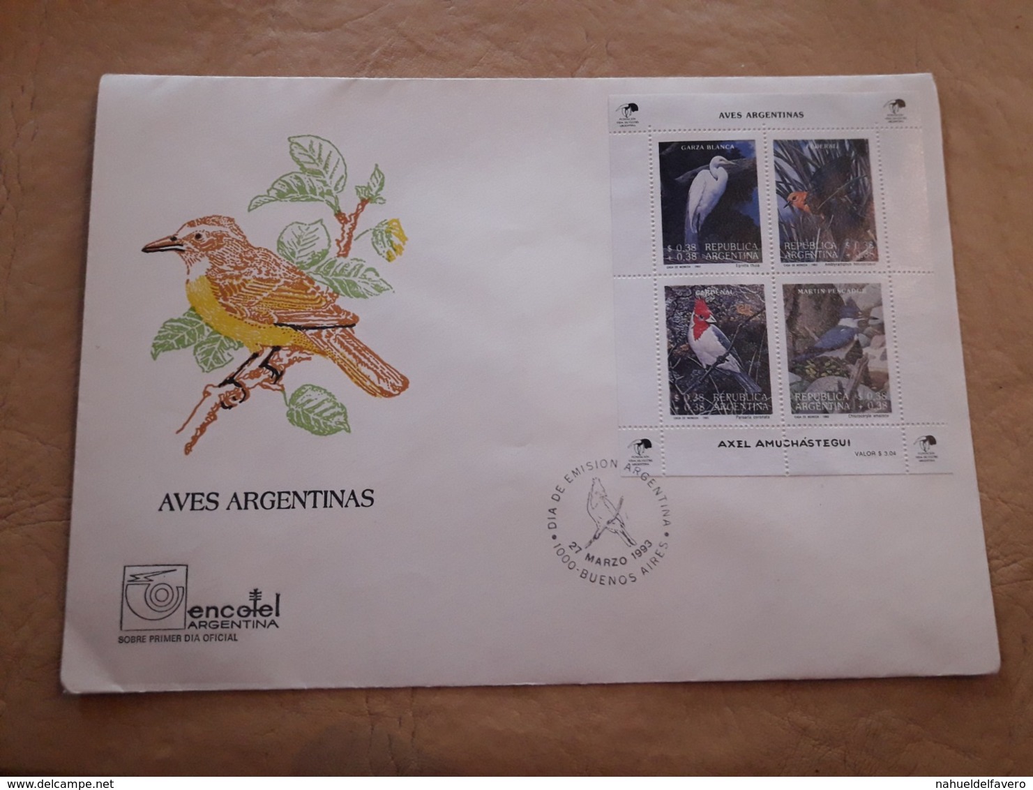 Argentine FDC, Oiseaux Argentins 1993 - FDC