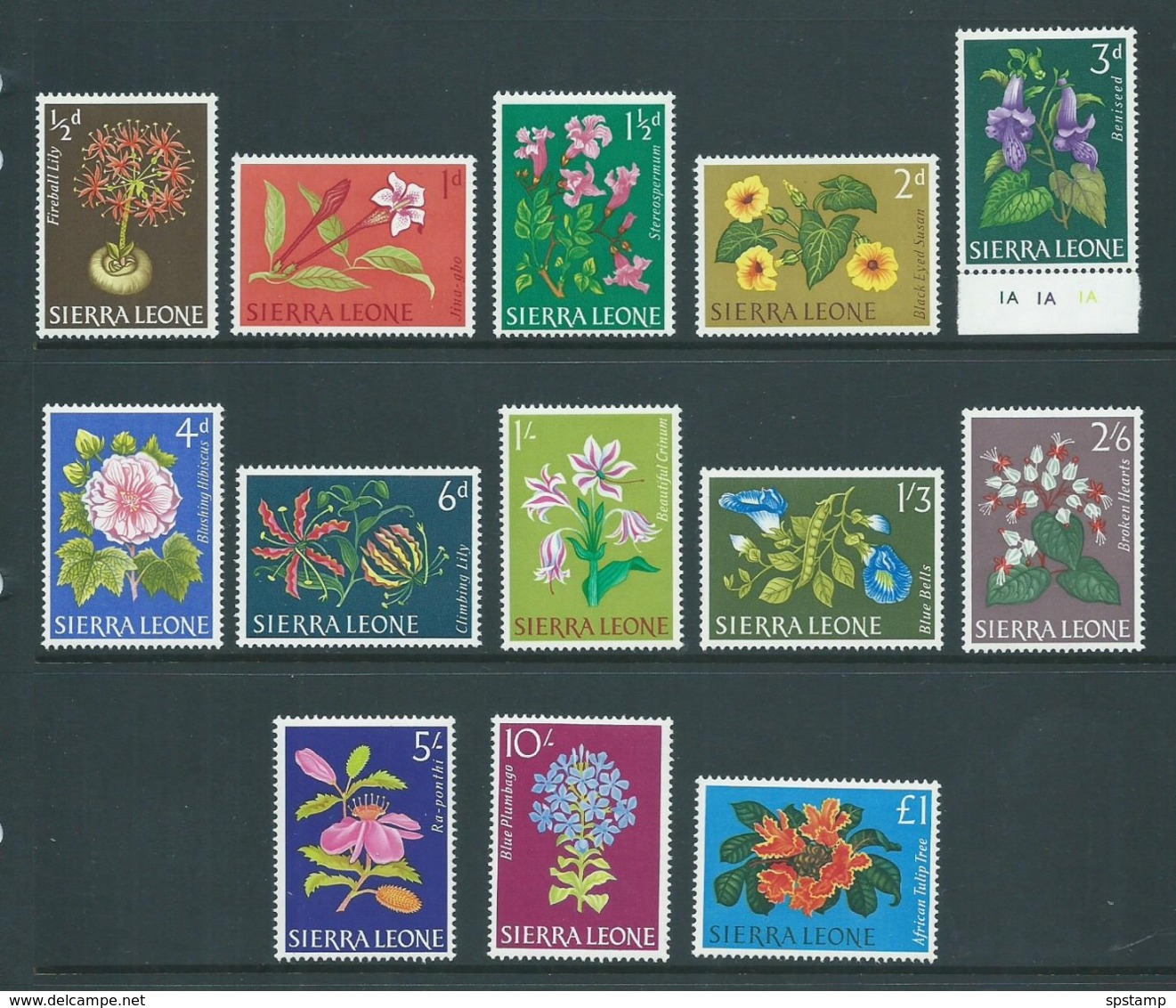 Sierra Leone 1963 Flower Definitives Set 13 Fresh MLH - Sierra Leone (1961-...)